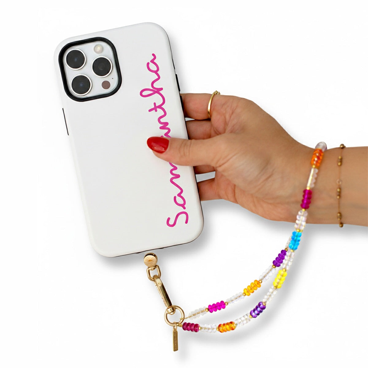 Rainbow Beaded Wristlet Phone Chain | Love Island x casely
