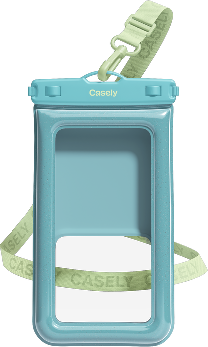 AquaBuddy | Aquamarine Ocean Blue Shimmer Waterproof Phone Pouch