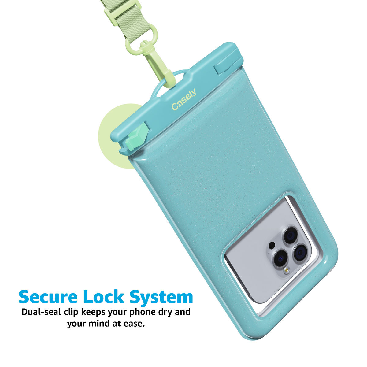 AquaBuddy | Aquamarine Ocean Blue Shimmer Waterproof Phone Pouch