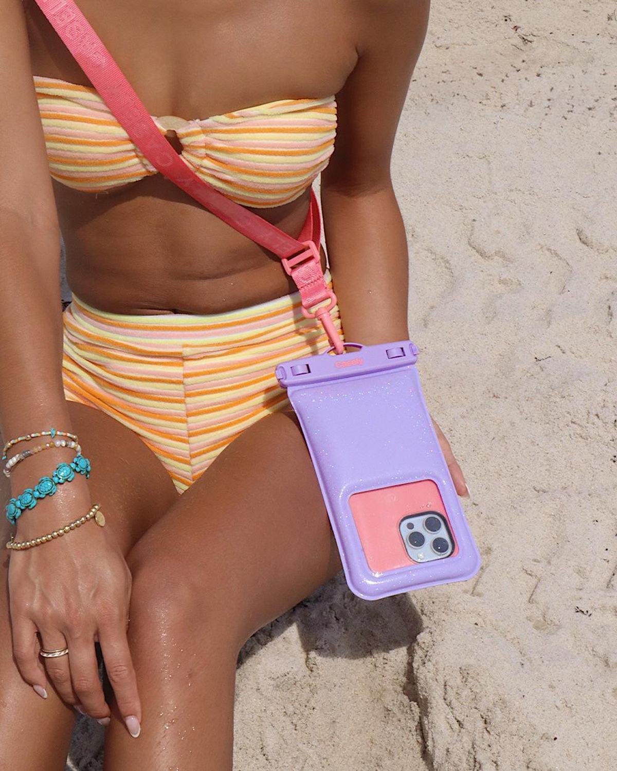 AquaBuddy | Lavender Waves Purple Shimmer Waterproof Phone Pouch