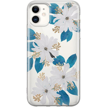 Forget Me Not | Blue and Gold Clear Floral Case