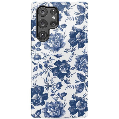 Rose to Fame | Blue & White Rose Floral Samsung Case