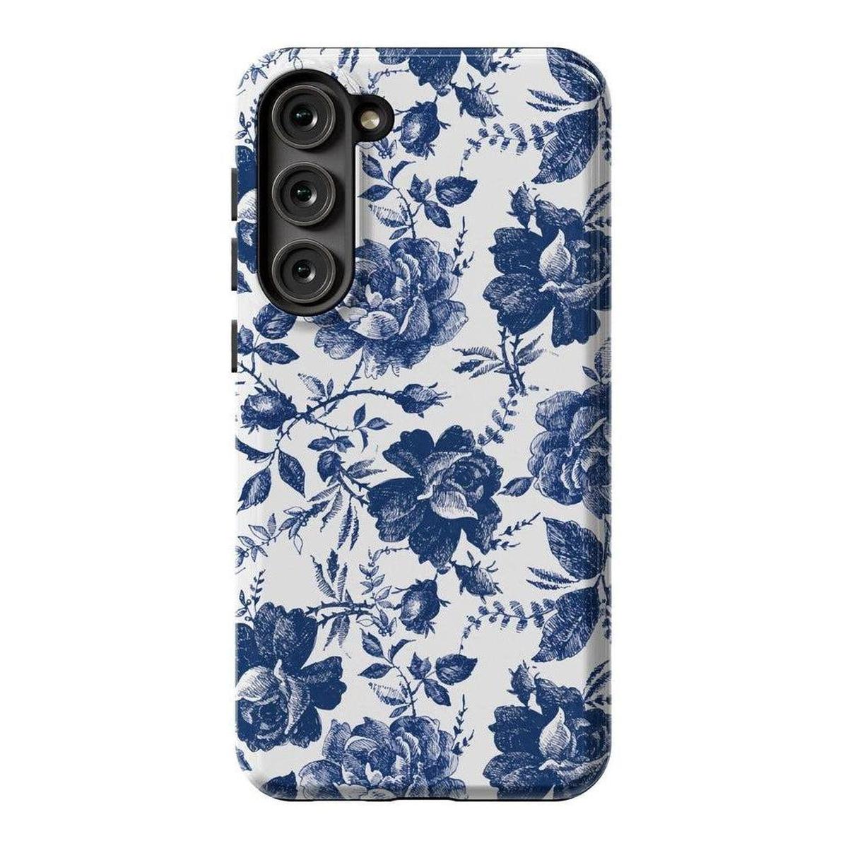 Rose to Fame | Blue & White Rose Floral Samsung Case