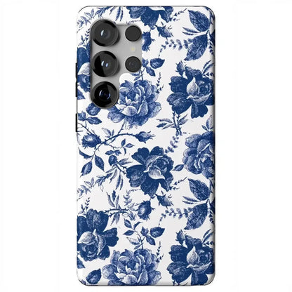 Rose to Fame | Blue & White Rose Floral Samsung Case