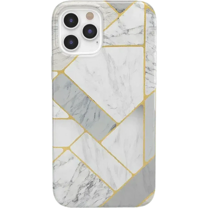 Sharp Lines | Geo White and Gold Marble Case