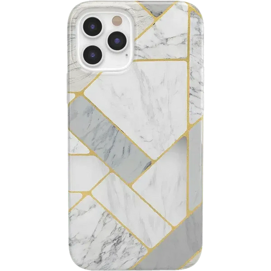 Sharp Lines | Geo White and Gold Marble Case