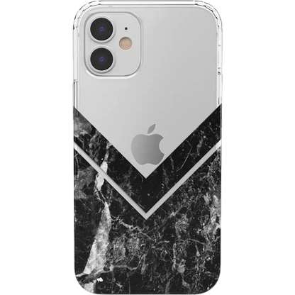 Sleek and Simple | Black Marble V Clear Case