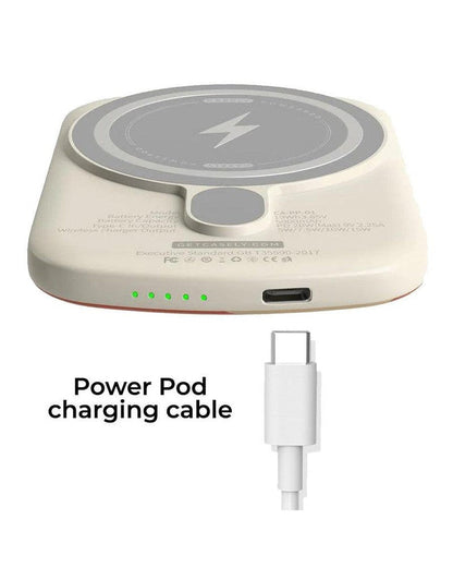 USB to USB-C Power Pod Charging Cord | White Cable